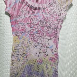 DOLLED UP pink flower tee